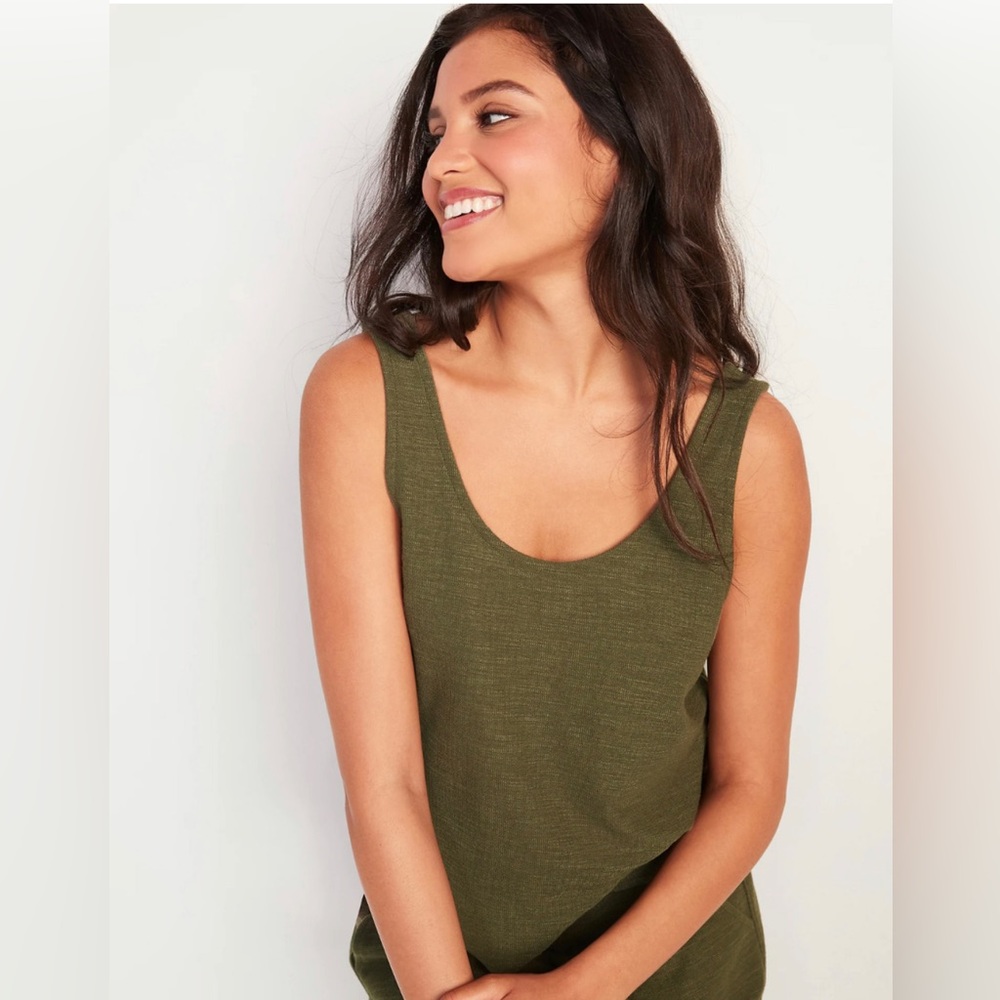 NWT Old Navy Lightweight Textured-Knit Tank Top Alpine Tundra/Olive Green 3X